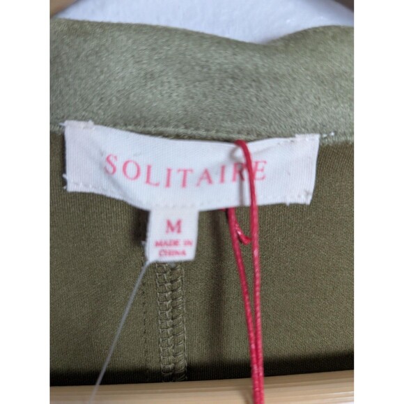 Solitaire Jacket Womens Medium Olive Belted Utility Safari Faux Suede 2-3351 - Picture 3 of 10